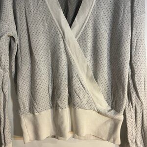 Garnet Hill cream and Gray dot Sweater size large